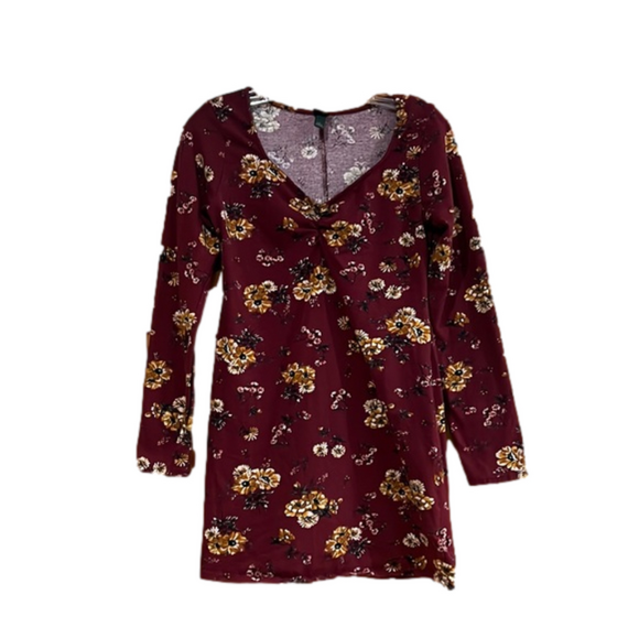 Wild Fable Burgundy Floral Mini Dress Small - Picture 1 of 6